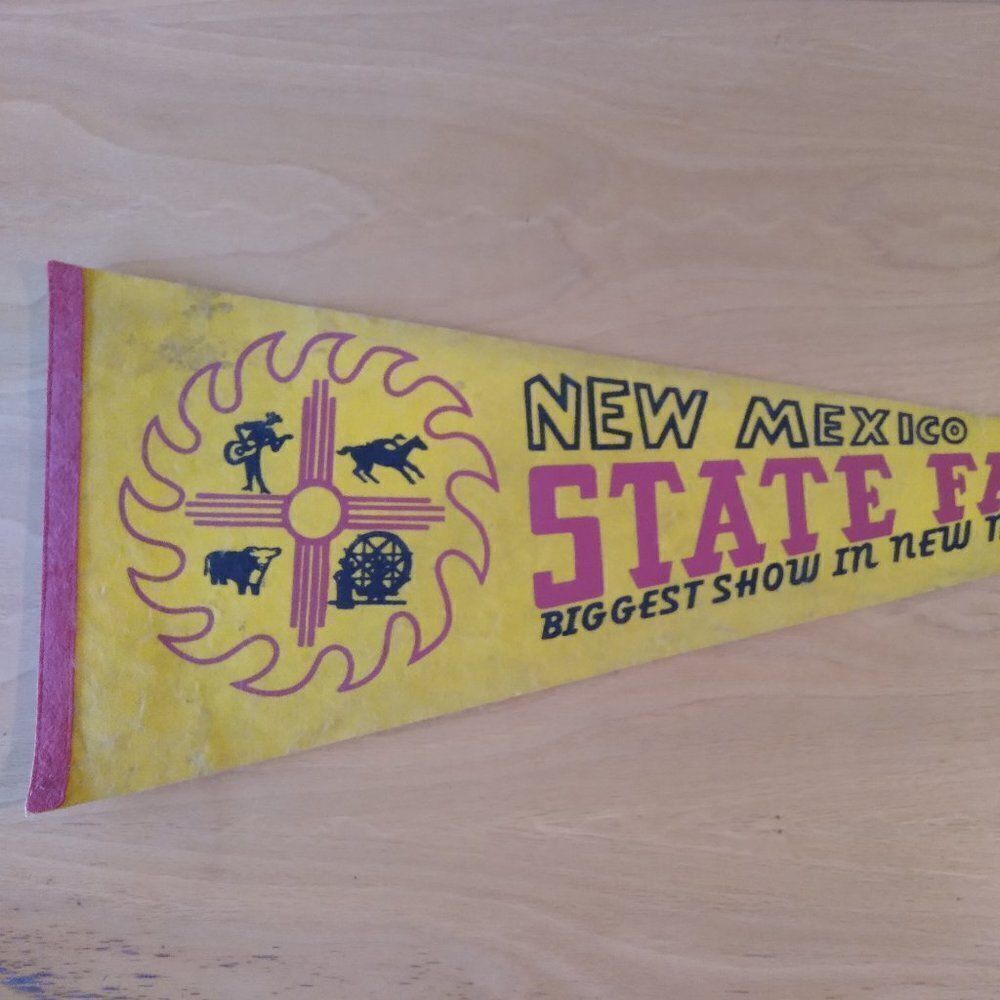 Vintage 50s 60s New Mexico State Fair Felt Pennant Flag 29"